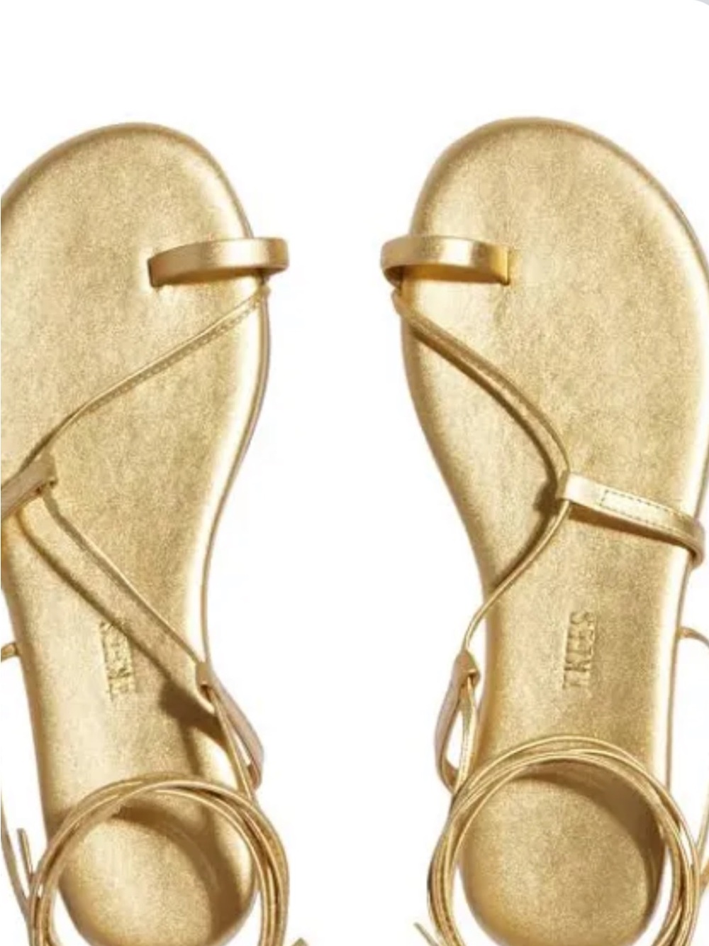 NWT! TKEES Jo Wrap Sandal-gold metallic